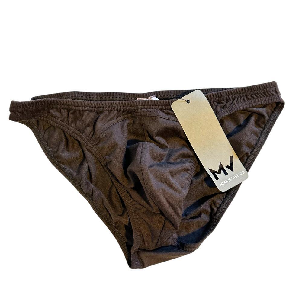 NWT Modus Vivendo "Suede" Low Cut Brief Brown Large